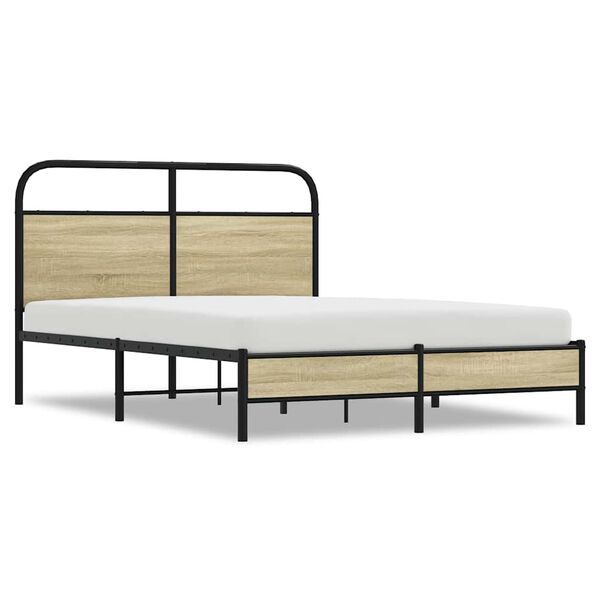vidaXL Bedframe zonder matras bewerkt hout sonoma eikenkleur 120x190cm