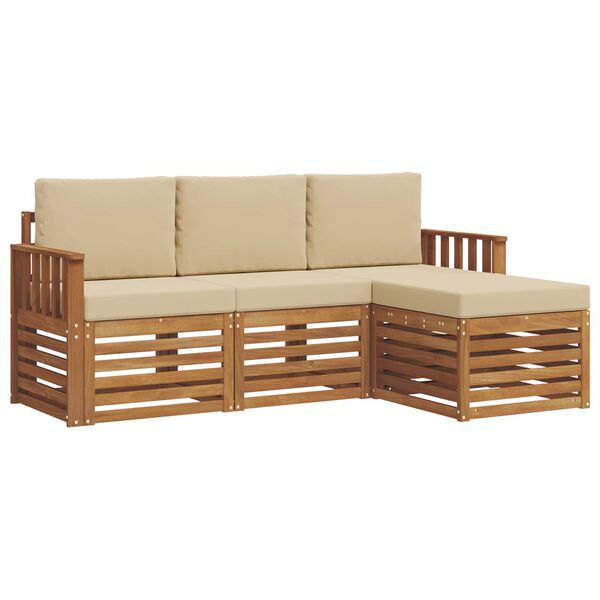 vidaXL Buiten bankenset 4 pcs Natuurlijk en Beige Massief Acaciahout