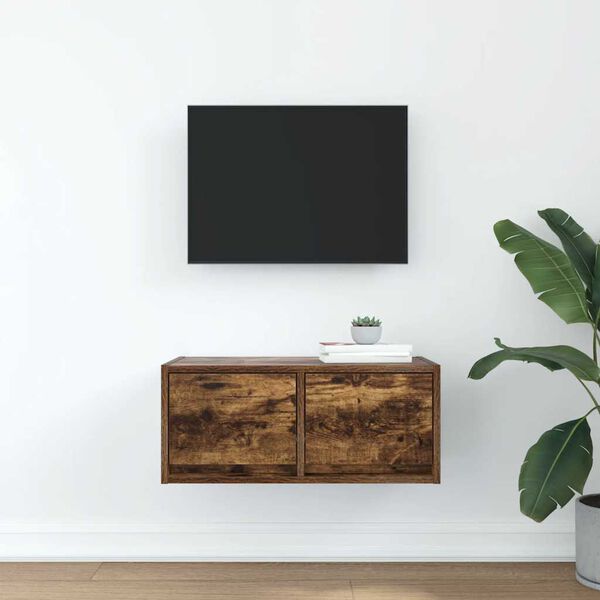 vidaXL TV-meubel 60x31x25,5 cm bewerkt hout gerookt eikenkleurig