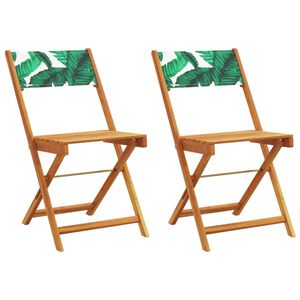 vidaXL Inklapbare stoelen 2 st bladpatroon massief acaciahout en stof