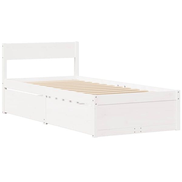 vidaXL Bedframe zonder matras massief grenenhout wit 140x200 cm
