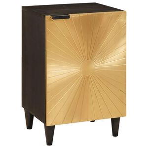 vidaXL Badkamerkast Zwart en Goud 38 x 33 x 58 cm Massief Mango Hout