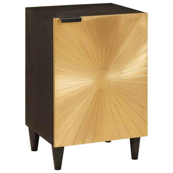 vidaXL Badkamerkast Zwart en Goud 38 x 33 x 58 cm Massief Mango Hout
