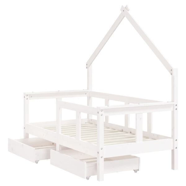 vidaXL Kinderbedframe met lades 70x140 cm massief grenenhout wit