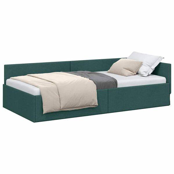 vidaXL Hoekbedframe met hoofdeinde Donkergroen 100 cm x 200 cm Fluweel