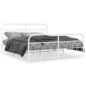 vidaXL Bedframe met hoofd- en voeteneinde metaal wit 193x203 cm