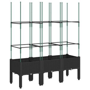 vidaXL Plantenbak met latwerk 120x40x142,5 cm polypropeen zwart