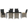 vidaXL Tuin eettafelset met kussen 7 pcs Grijs poly rattan