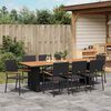 vidaXL Tuin eettafelset 9 pcs Zwart poly rattan