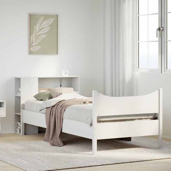 vidaXL Bedframe zonder matras massief grenenhout wit 90x200 cm