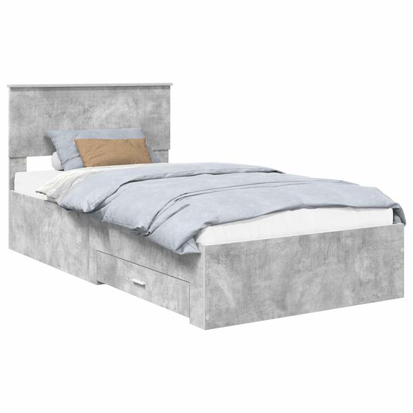 vidaXL Bedframe met hoofdeinde Beton Grijs 100 x 200 cm Bewerkt hout