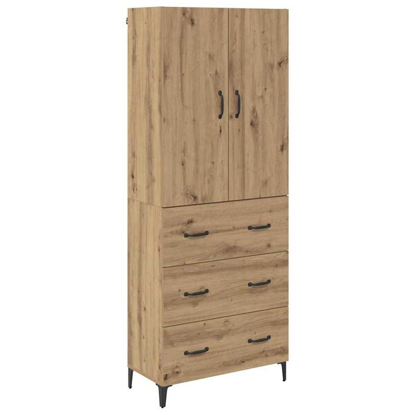 vidaXL Highboard Artisan Eiken 69,5 x 34 x 180 cm Bewerkt hout