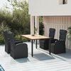 vidaXL 5-delige Tuinset poly rattan en massief acaciahout zwart