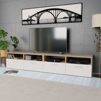vidaXL Tv-meubels 2 st 95x35x36 cm bewerkt hout eikenkleurig en wit