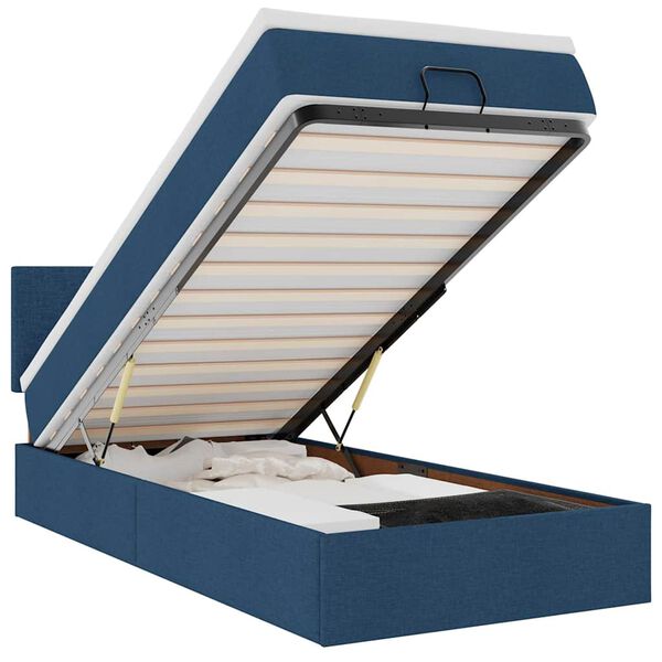 vidaXL Ottoman bed met matras en LED's 80x200cm stof blauw