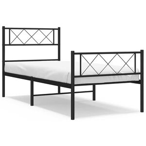 vidaXL Bedframe met hoofd- en voeteneinde metaal zwart 100x200 cm