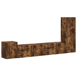 vidaXL Tv-meubelset Wandgemonteerd 3 pcs Gerookt eiken Bewerkt hout