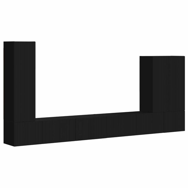 vidaXL TV Wandkast Set Wandgemonteerd 6 pcs Zwart