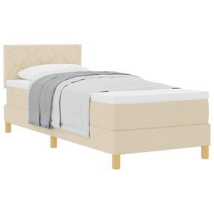 vidaXL Boxspringbed met matras met hoofdeinde Cr&egrave;me 80 x 200 cm Stof