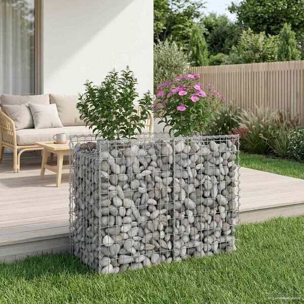 vidaXL Gabion Verhoogd Bed Zilver 100 x 50 x 80 cm