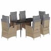 vidaXL 7-delige Tuinset met kussens poly rattan beige