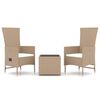 vidaXL 3-delige Loungeset poly rattan en staal beige