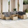 vidaXL 9-delige Loungeset met kussens poly rattan beige