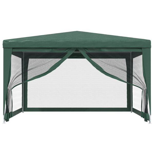 vidaXL Partytent met 4 mesh zijwanden 4x4 m HDPE groen