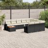 vidaXL 11-delige Loungeset met kussens poly rattan zwart