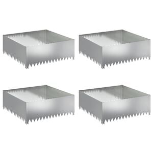 vidaXL Gazonrand 4 st 100 x 100 x 35 cm Staal Zilverkleurig