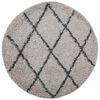 vidaXL Vloerkleed PAMPLONA shaggy hoogpolig &Oslash; 120 cm beige antraciet