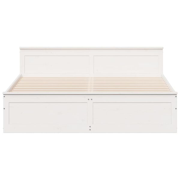 vidaXL Bedframe zonder matras met hoofdbord grenenhout wit 180x200 cm