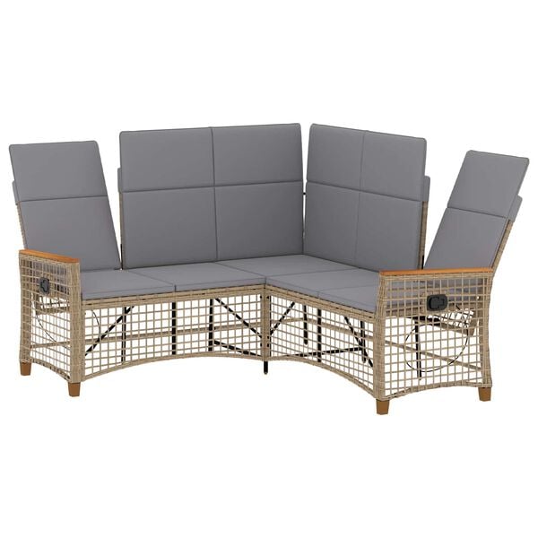 vidaXL Tuin Ligbank Set Beige en Licht Grijs 164 x 164 x 112 cm