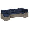 vidaXL Bankstel met kussen met opslag Grijs en Marineblauw poly rattan