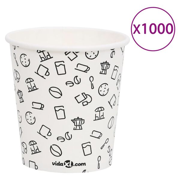 vidaXL 1000 st Koffiebekers 200 ml papier wit en zwart