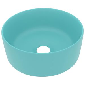 vidaXL Wastafel rond 40x15 cm keramiek mat lichtgroen