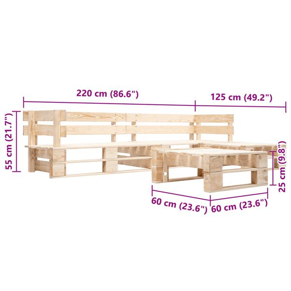 vidaXL 4-delige Loungeset pallet hout naturel