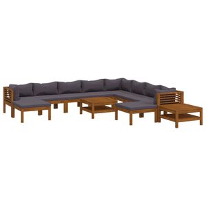 vidaXL 12-delige Loungeset met kussens massief acaciahout