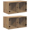 vidaXL Wandkasten 2 st 68 x 37 x 35 cm Bewerkt hout Artisan Eiken
