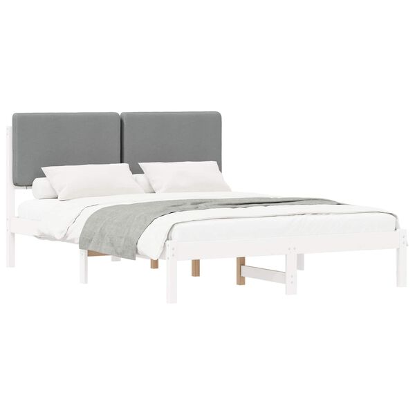 vidaXL Bedframe met Gevoerd Hoofdgedeelte Lichtgrijs 150 x 200 cm