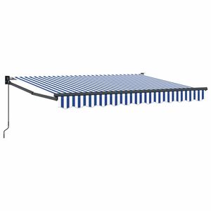 vidaXL Handmatig uitschuifbare luifel Blauw en Wit 2,5 x 2 m