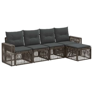 vidaXL Tuinbankenset 5 st Grijs en Donkergrijs poly rattan
