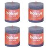 Bolsius Stompkaarsen Shine 4 st rustiek 80x68 mm schemerblauw