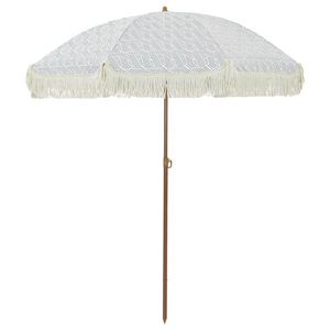 vidaXL Strandparasol Grijs en Wit 160 x 160 x 196 cm