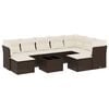 vidaXL 10-delige Loungeset met kussens poly rattan bruin