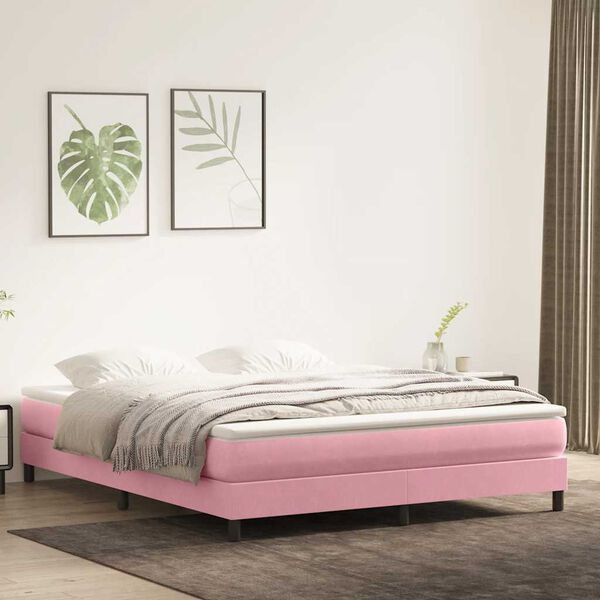 vidaXL Boxspring zonder matras fluweel roze 180x210 cm