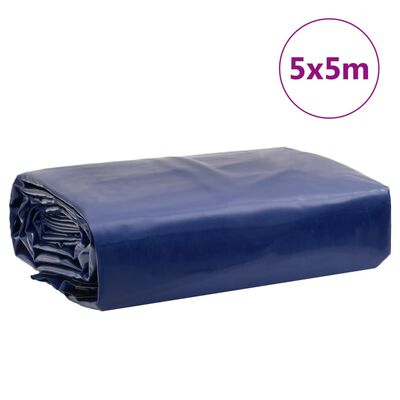 vidaXL Dekzeil 650 g/m² 5x5 m blauw