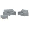 vidaXL 3-delige Loungeset met kussens stof lichtgrijs