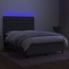 vidaXL Boxspring met matras en LED stof donkergrijs 140x200 cm