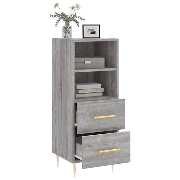 vidaXL Dressoir 34,5x34x90 cm bewerkt hout grijs sonoma eikenkleurig